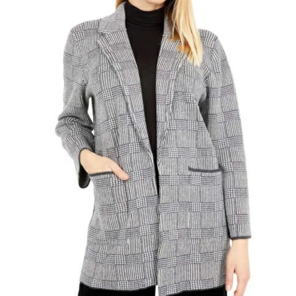 J. Crew Sophie open front glen plaid knit cotton wool pocketed blazer NWT - Picture 10 of 10